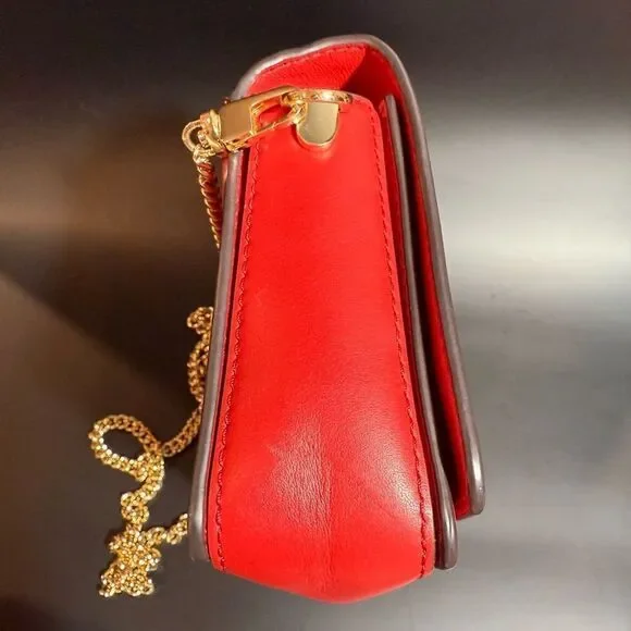 Michael Kors red leather cross body with gold tone hardware - Picture 4 of 13